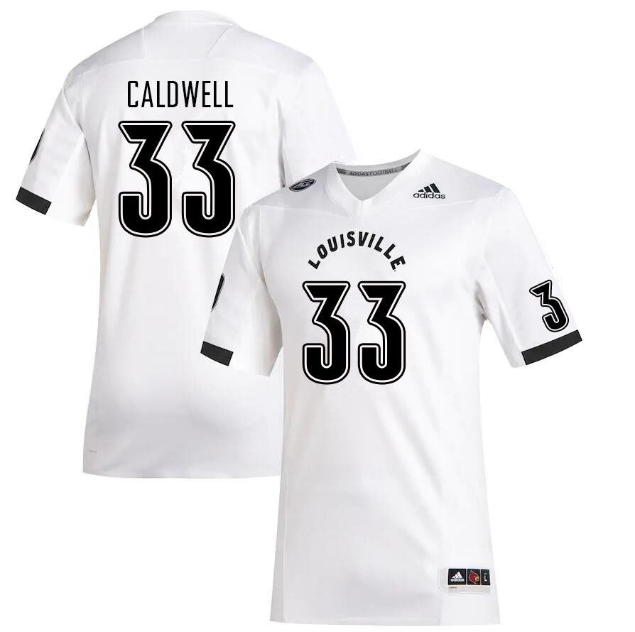 Men #33 Jeremiah Caldwell Louisville Cardinals College Football Jerseys Sale-White - Click Image to Close